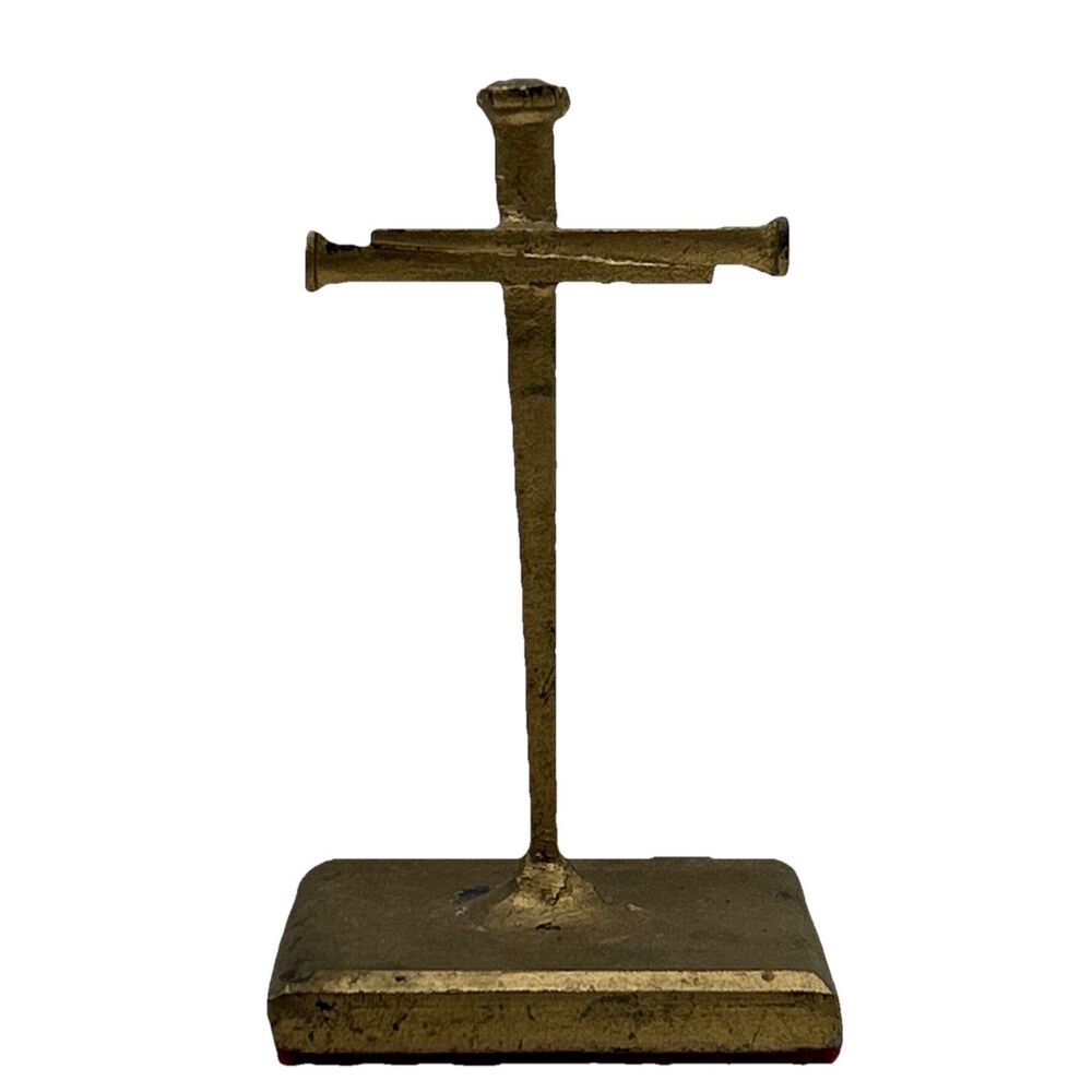 Vintage‎ Gold Toned Cross Of Nails - Desktop - Red Bottom